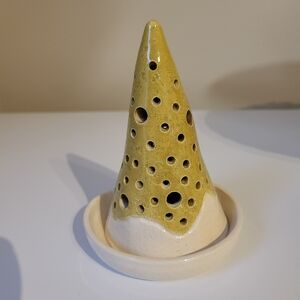 Mess Pottery Pine Tree Luminary with Underplate Candle Holder